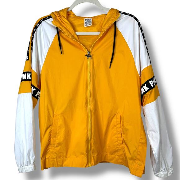 PINK Victoria's Secret Jackets & Blazers - PINK Victoria's Secret Anorak Yellow Hooded Zip Y2K Oversized Windbreaker Jacket
